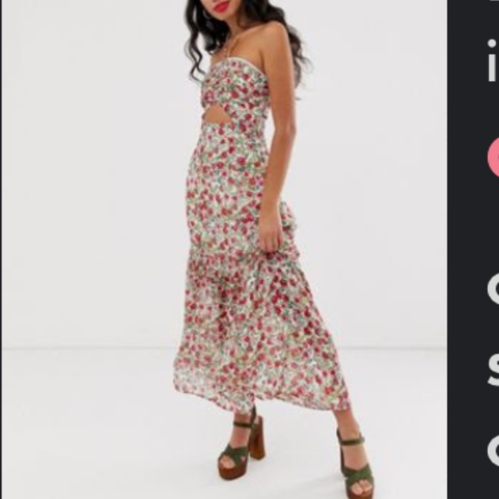 Floral Halter Neck Maxi Dress with cutout detail